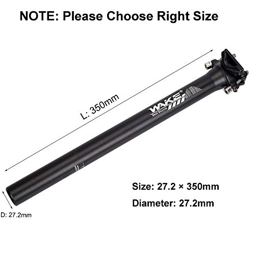 Litetop SeatPost 27.2 350mm Bike Seat Post Suitable for Most Bicycle Mountain Bike Road Bike MTB MTN BMX (Aluminum Alloy, Black)