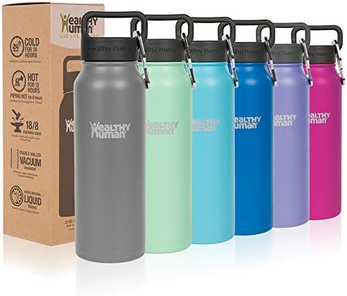 Healthy Human Water Bottle Stein, Lightweight Bpa Free Metal Stainless Steel Sports Water Bottles 32Oz Slate Gray