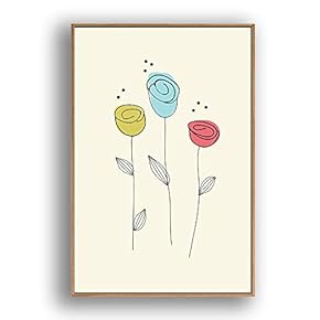 Framed Canvas Wall Art Beautiful Flowers in Grid Giclee Print Gallery Wrap Modern Home Prints Ready to Hang - 16x24 inches