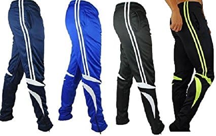 Kids Skinny Soccer Pants Training Sweat Sport Gym Athletic Tight Fit (YOUTH-M, ROYAL-WHITE)