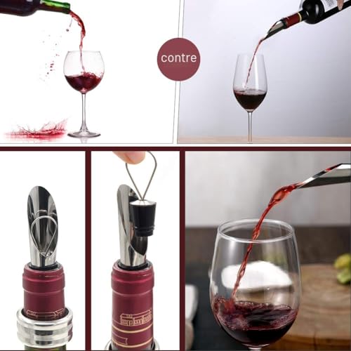 SumDirect Corkscrew, Rabbit Style 9 Pcs Wine Opener with Foil Cutter, Pump and Wine Thermometer Aerator, Anti-Drip Rings, Stopper and Wine Pourer