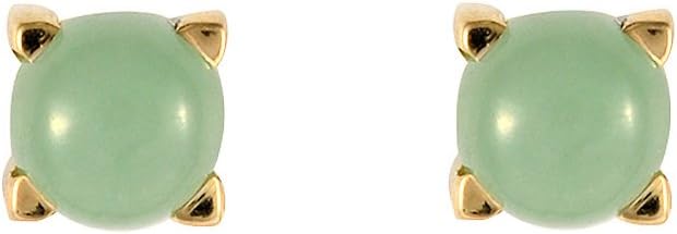 9ct Yellow Gold Jade 5mm Round Stud Earrings