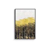 Framed Canvas Home Artwork Decoration Golden Forest Canvas Wall Art for Living Room Bedroom - 16x24 inches