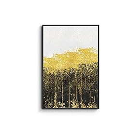 Framed Canvas Home Artwork Decoration Golden Forest Canvas Wall Art for Living Room Bedroom - 16x24 inches