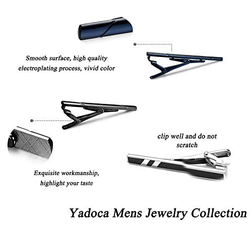 image for Yadoca 8 Pcs Tie Clips Set for Men Tie Bar Clip Black Silver-Tone Gold