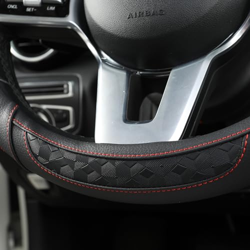 Black Panther Custom Steering Wheel Cover for Volkswagen, Toyota, Mercedes, Peugeot, BMW, Renault, Audi, Ford, Skoda, Hyundai, Kia, Universal Fit 37-38cm (14.5-15")-Black