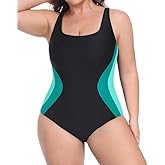 beautyin Plus Size Swimsuit for Women Adjustable Straps Tummy Control One Piece U-Back Bathing Suits