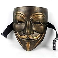 V for Vendetta Mask Anonymous Movie Guy Fawkes Halloween Masquerade Party Costume Prop Toys Bronze