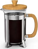 Vremi French Press - 8 Cup Coffee Maker Premium Heat Resistant Borosilicate Glass Pot - 2 Quart Pitcher with Stainless Steel Bamboo Frame - Micro Mesh Plunger Presser Filter for Ground Coffee or Tea