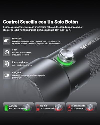 NEEWER Basics RGB Photography Flashlight, 4 Color/20 Gobo Filter/CRI95+/7500 mAh,10W 6300K Portable LED Spotlight Environmental Video Aluminum Sunset Effect for Studio Lighting Recording, FL10