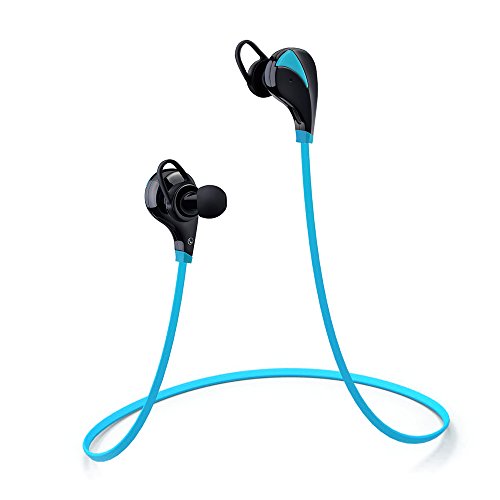 VicTsing Bluetooth Headphones with Microphone for Mobile Phones Bundle with Micro USB Charging Cable, Earbuds, Ear Hooks and User Manual - Blue