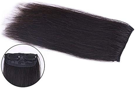 Moreal 100% Real Human Hair Straight Clip on Volume Hair Extensions Invisible Hairpiece for Women Thinning Hair (25CM, Natural Black)