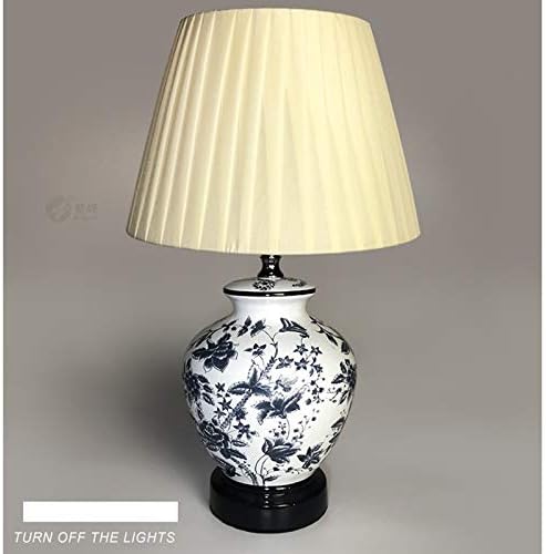 WUJINW New Creative Ceramic Table Lamp Bedside Living Room Decoration Hotel Room Plug-in Desk Night Lamp Gift Table Lamp (Color : Blue and White Porcelain Ceramics)
