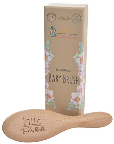 Wooden Baby Hair Brush - Healthcare and Grooming for Newborns & Toddlers, Ideal for Cradle Cap and Baby Registry by Little Tinkers World