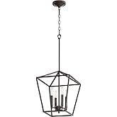 Quorum 604-4-86 Transitional Four Light Entry Pendant from Gabriel Collection in Bronze/Dark Finish,