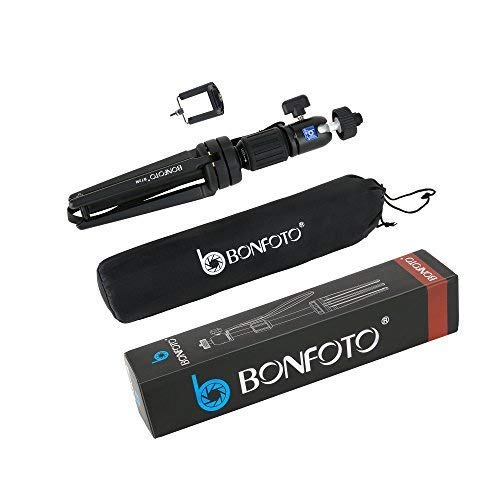 BONFOTO B72M Aluminum Swivel Ball Head Tabletop Tripod with Carrying Bag and Smartphone Holder for GoPro 1,2,3,3+,4,Smartphone,Interchangeable Lens Digital Camera and Most DSLR Cameras with 1/4\