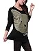 Allegra K Women Batwing Sleeve Cartoon Cat Pattern Loose Tunic Shirt L Black