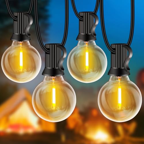 Rintea Outdoor Fairy Lights, 20 m Outdoor Garden Lights with 30+2 LED 0.6 W Chains Bulbs 2700 K White LED Chain Lights Outdoor Waterproof for Christmas, Wedding, Party, Garden, Patio