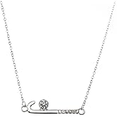 Sportybella Crystal Field Hockey Stick with Ball Necklace Pendant - Field Hockey Jewelry Gift