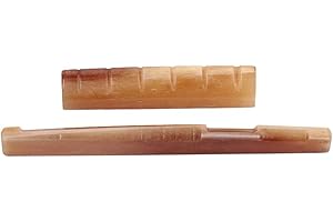 Ogdni Guitar Classical Bridge Saddle and Nut Set, 6 String Camel Bone Guitar Nut Guitar Saddle 2PC for Folk Acoustic Guitar Replacement Parts Accessories Electric