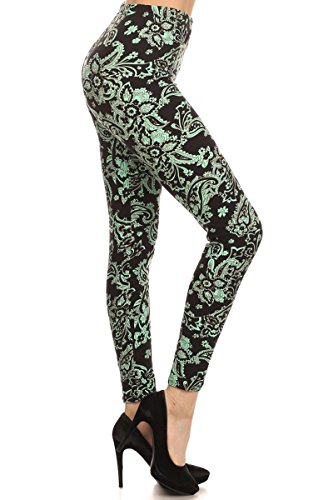 Leggings Depot NEW High Waist Popular Print Women's Leggings Pants (Sapphire Paisley)