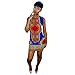 Rumas Women African Print Dress Casual Straight Bohemia Sleeveless Mini Dresses