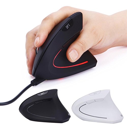2.4G Wireless Mouse, Transer Rechargeable Vertical Ergonomic Optical Mouse with 5 Buttons 3 Adjustable 800/1200 /1600DPI for Computer/PC/Laptop/Notebook (White) - Thumbnail 7