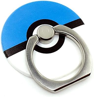 Universal 360 Degree Pokemon go pattern Rotating Metal Push Ring Finger Grip Stand Holder Ring Phone Car Holder Mount Phone Ring Stent for Iphone,Tablets or Other Smartphones (blue+white)
