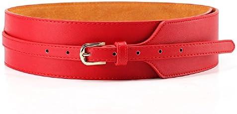 Womens Obi Belt Vintage PU + Genuine Leather Buckle Waist Belt Fashion Wide Belts
