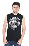 Harley-Davidson Mens Mischief Starter Trademark B&S Black Sleeveless Muscle T-Shirt (X-Large)