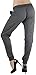 ToBeInStyle Women's Solid Print French Terry Jogger Pants - Charcoal - Medium