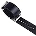 Infantry® 20mm 5 Silver Rings Genuine Leather Watch Strap Band Stainless Steel Buckle - Black