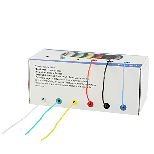 image for Hook-up Stranded Wire 24 AWG with UL3132, Nano Shield 6 Colors (26ft E
