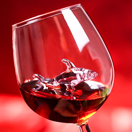 JGLASSMALL 2 Packs Shark Wine Glass Goblets - Fun Novelty Bar Gift for Wine Lovers Fancy Party Glasses