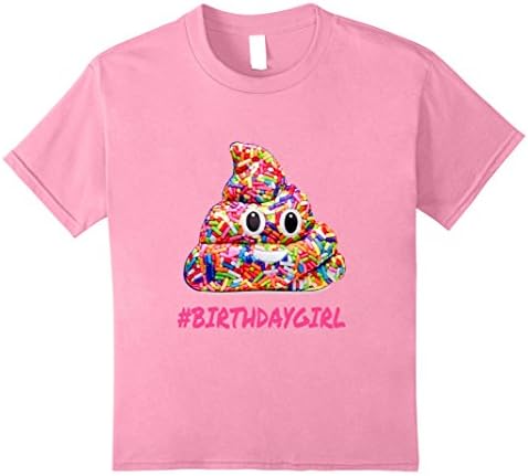 Kids Sprinkles Emoji Poop Birthday Girl T-Shirt 8 Pink
