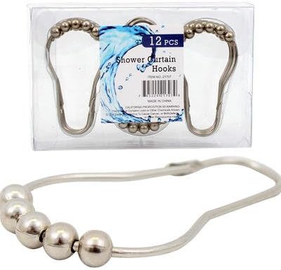 12 Piece Set Rustproof Shower Curtain Hooks Stainless Steel for Shower Curtains Rod and Bathrooms.