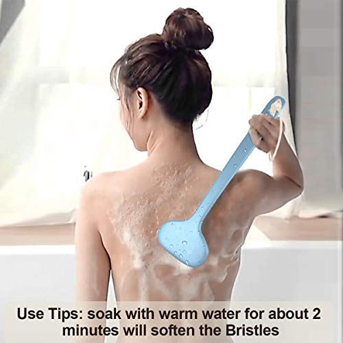 Body Brush for Dry or Wet Brushing,Stiff Bristles for Dry Skin Body Exfoliator, 18" Long Handle Shower and Bath Scrubber for Wash Brushing, Exfoliating,Leg Exfoliant Massage (Blue) - Thumbnail 6