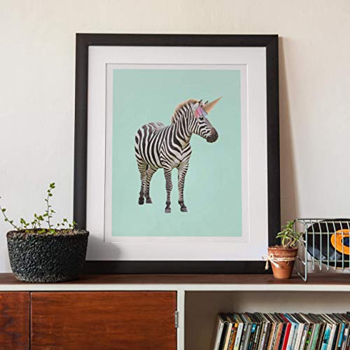 Zebra & Rainbow Ice Cream Cone Unicorn Art Print Poster - Fun Home & Bedroom Wall Art for Girl's Bedroom & Home Decor 11x14 inches, Unframed - Thumbnail 6