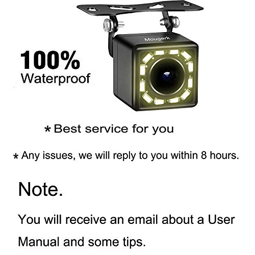 Front Rear View Car Camera, Mougerk Front Backup Camera 170 Degree Wide Angle Waterproof 12 LED Nigh Vision Lights Reverse Cameras for 12V Cars