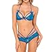 Women's Sexy Bridal Lingerie Lace Strappy Babydoll Open Cup Bra Brazilian Panty Chemise Set Blue Medium