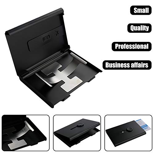 KISSWILL Business Card Holder, 3 Different Style Card Holder Include Thumb-Drive Business Card Case and Leather Business Card Holder with Magnetic Shut and Metal Name Card Case, Design for Men & Women - Thumbnail 2