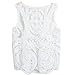 Vonfon Women Lace Floral Sleeveless Crochet Knit Vest Tank Top Shirt Blouse White Medium