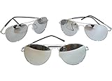 G&G Chrome Metal Silver Mirrored Aviator Sunglasses 3 Pair Special Spring Hinges (3 Chrome frame)