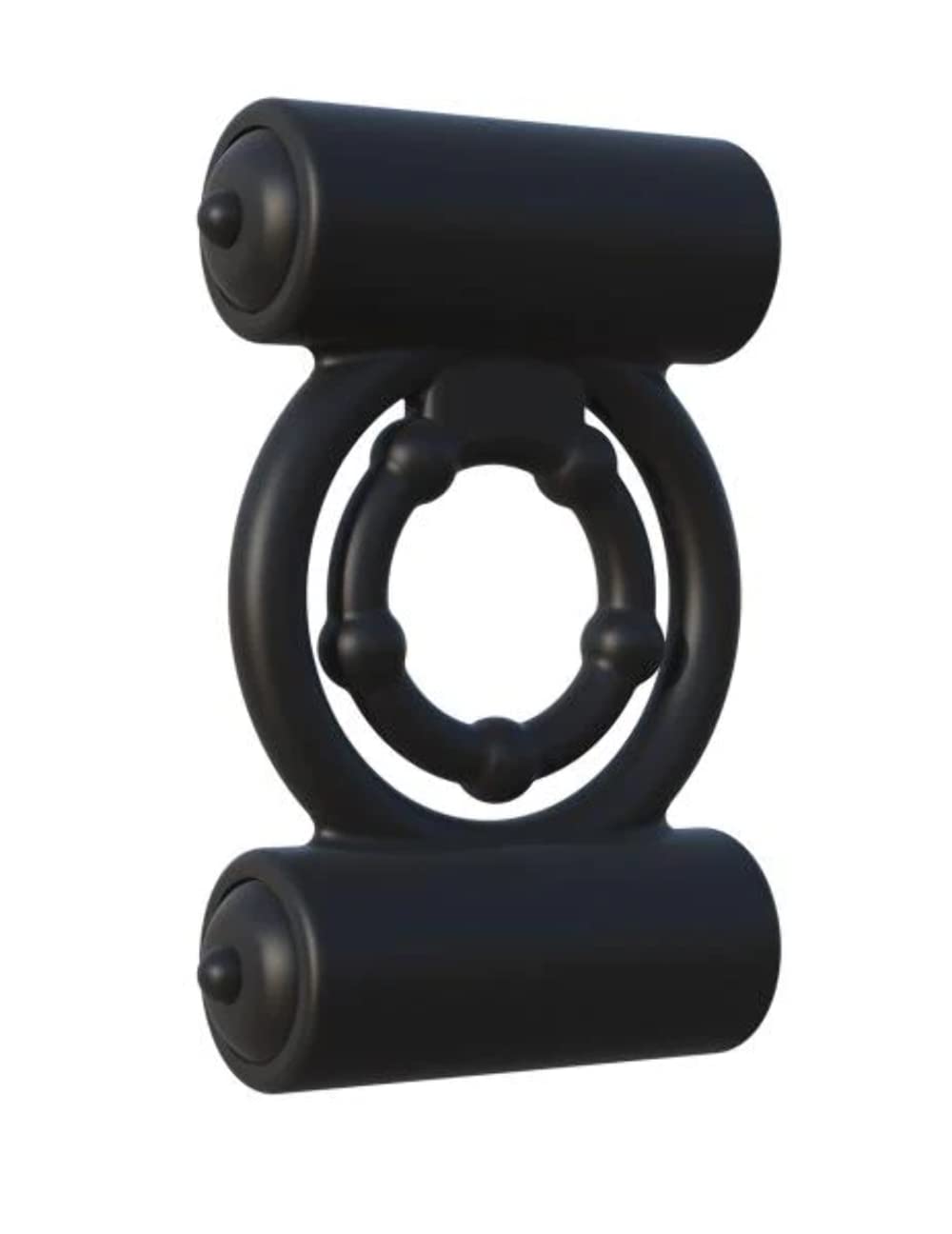 Fantasy C-Ringz by Pipedream Diameter Up to 4.4 cm Black Extreme Double Trouble Cockring with Ball Stretcher and Vibration