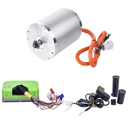 Electric DC Motor 48V 2000W Motor Kit with 48V-72V Brushless Controller and Universal Throttle Handlebar for Go-Carts Programmable Brushless Controller with Temperature Sensing Functio (48V 2000W)