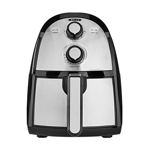 BELLA (14752) 2.6 Quart Electric Hot Air Fryer with Removable Dishwasher Safe Basket, Stainless Steel