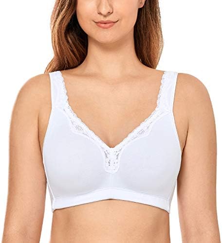 Women's Lace Plus Size Full Coverage Non Padded Comfort Cotton Wirefree Bra