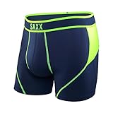 Saxx Men's Kinetic Boxers Underwear Small Navy/Neon Green