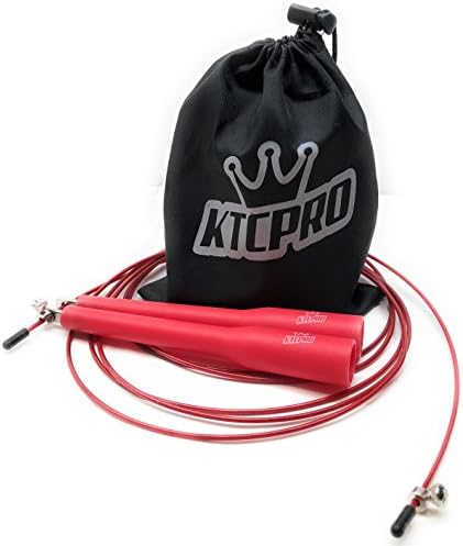 KTCPRO Speed Jump Rope for Crossfit, Boxing, MMA, Fitness, Cardio High Speed Double Unders - for More Effective Training & Healthy Body -with Metal Connection, Adjustable Draw String Bag