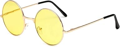 Amazon 丸サングラス クラシックデザイン 丸型 サングラス ラウンド型 ファッション丸メガネ Uvカット 軽量 メンズ 福岡発のアイウェアブランド Freese イエロー 透明レンズ サングラス 通販